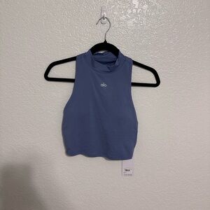 ALO Yoga Blue Fitted Crop Tank Top
